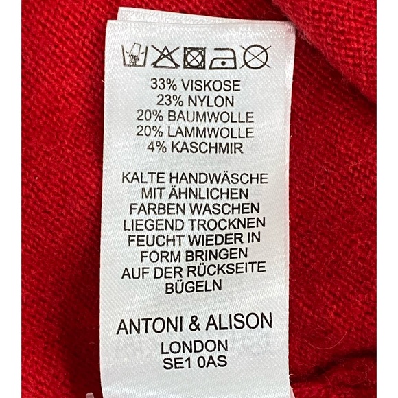 Antoni & Alison Christmas Bird Wool Blend Red Sweater S/M - Picture 6 of 7